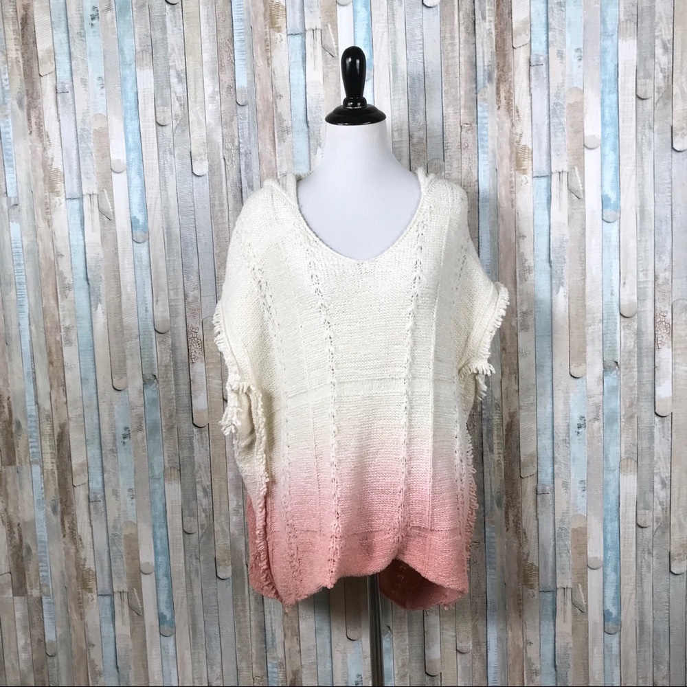 Anthropologie M L Fringed Beachside Hoodie Poncho - Picture 2 of 8